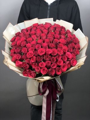 Букет из 101 импортной розы, 101, Розы